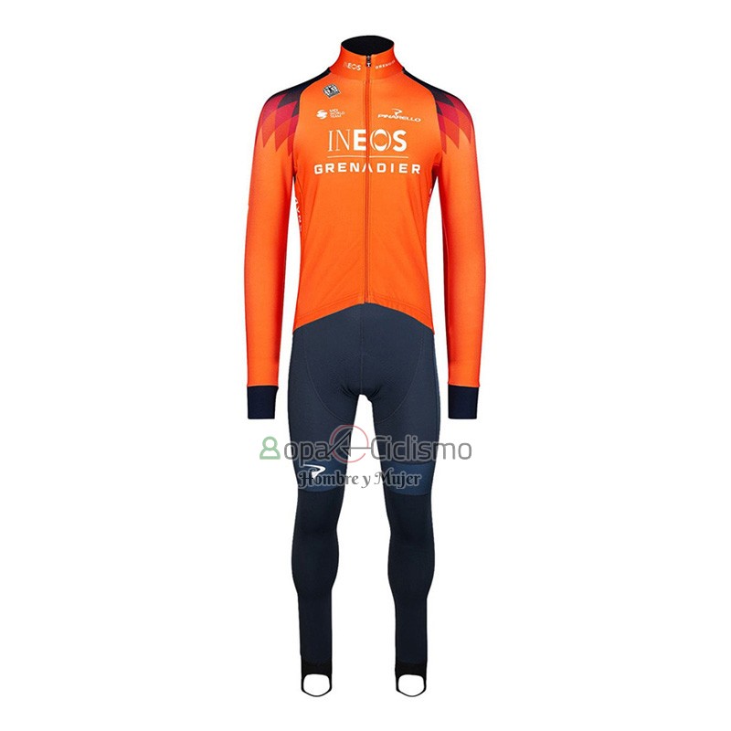 Ineos Grenadiers Ropa Ciclismo Culotte Largo 2023 Mangas Largas Naranja